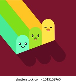 Funny multicolored fingers, children's illustration