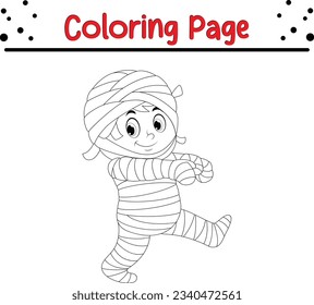 funny mummy cartoon coloring page. Halloween coloring book for kids