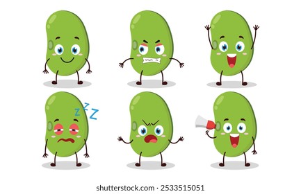 funny mung bean cartoon with many expressions design illustration