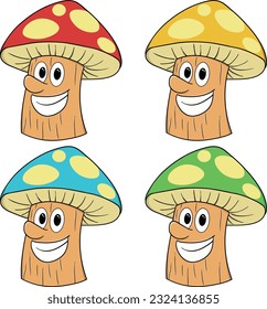 funny mushroom cartoon character illustration