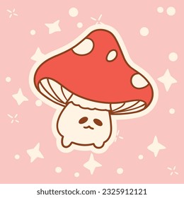 Funny mushroom character in a kawaii style