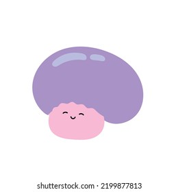 Funny mushroom character. Magic mushroom with a large and round cap. Pastel colors