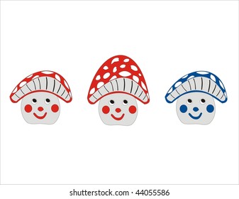 funny mushroom characters on a white background