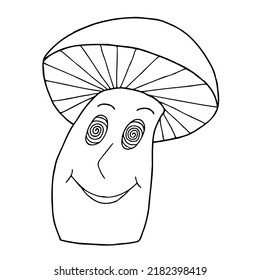 Funny mushroom in doodle style. Coloring book for children.