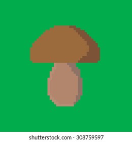 Funny mushroom icon vector pixel art design