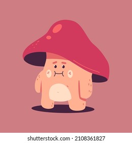 Caricatura divertida de un vector de hongos aislado en el fondo.