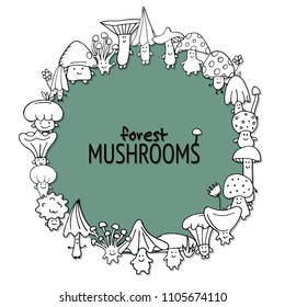 Funny mushrooms frame, sketch for your design