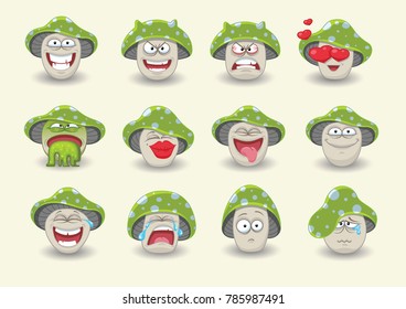 funny mushrooms icons