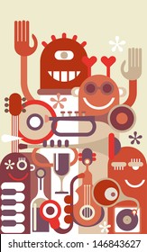 Funny Music band - vector illustration.