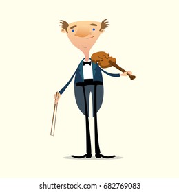 Funny musician, violinist. Vector illustration.