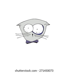 funny mustache cat on a white background