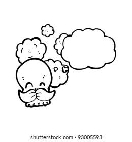 funny mustache skull cartoon