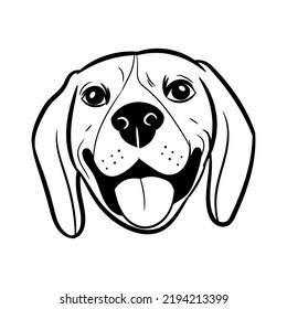 Funny muzzle of a Jack Russell dog. Smiling terrier pet. Sketch vector illustration on isolated background. Ideal for logo, print on paper and fabric