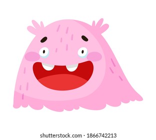 Funny Muzzle of Smiling Toothy Monster Vector Illustration