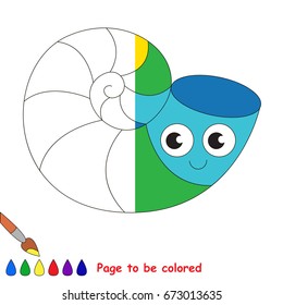 Funny Nautilus Sea Shell, the coloring book to educate preschool kids with easy gaming level, the kid educational game to color the colorless half by sample.