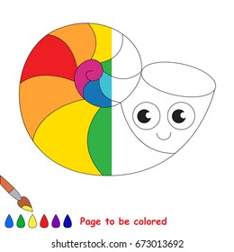 Funny Nautilus Sea Shell, the coloring book to educate preschool kids with easy gaming level, the kid educational game to color the colorless half by sample.