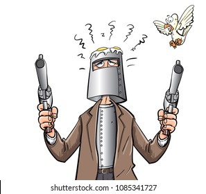 Funny Ned Kelly Cartoon Illustration