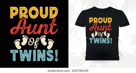 Funny Nephew Retro Vintage Mom and Aunt T-shirt Design