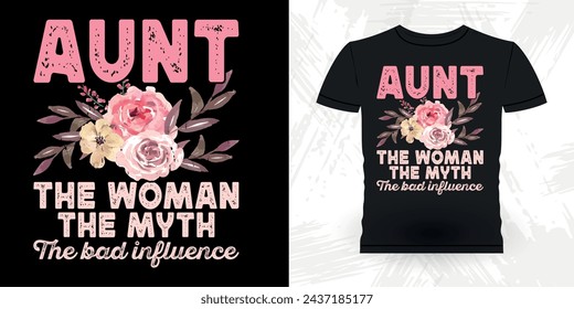 Funny Nephew Retro Vintage Mom and Aunt T-shirt Design