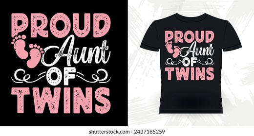 Funny Nephew Retro Vintage Mom and Aunt T-shirt Design