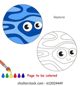 Funny Neptune Planet to be colored, the coloring book for preschool kids with easy educational gaming level.