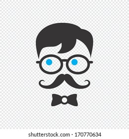 funny nerd guy geek character with a mustache