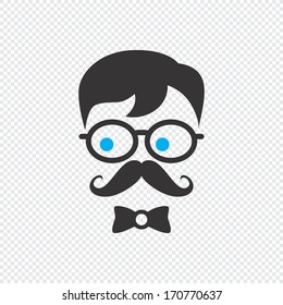 funny nerd guy geek character with a mustache