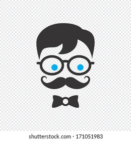 funny nerd guy geek character with a mustache
