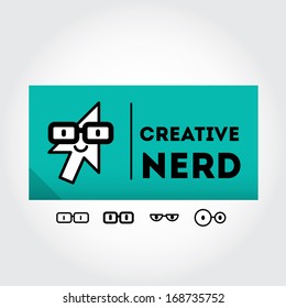 Funny Nerd Schild mit Brille - Design-Element-Konzept