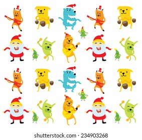 Funny new year musicians animals background