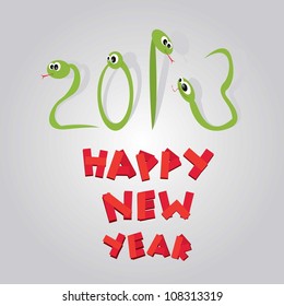 Funny New Year's Eve greeting card with snake. happy new year vector illustration.