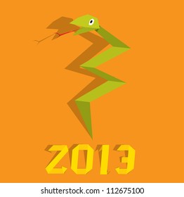 Funny New Year's Eve greeting card with snake. vector illustration