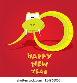 Funny New Year's Eve greeting card with snake. happy new year vector illustration. Year of snake.