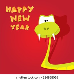 Funny New Year's Eve greeting card with snake. happy new year vector illustration. Year of snake.