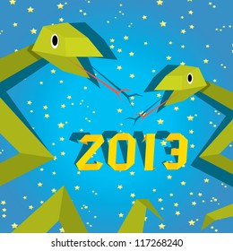 Funny New Year's Eve greeting card with snake. happy new year vector illustration. Year of snake.