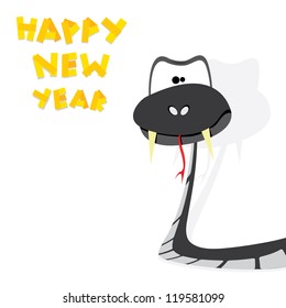 Funny New Year's Eve greeting card with black snake. happy new year vector illustration. Year of black snake.