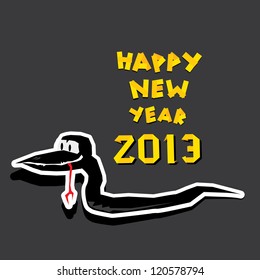 Funny New Year's Eve greeting card with black snake. happy new year vector illustration. Year of black snake.