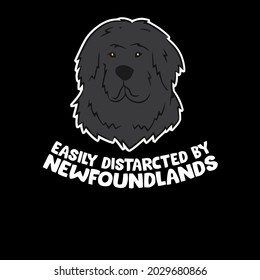 funny newfoundland dog easily distracted by tall design vector illustration for use in design and print wall art poster canvas