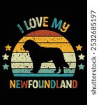 Funny Newfoundland Vintage Retro Sunset Silhouette Gifts Dog Lover Dog Owner Essential T-Shirt
