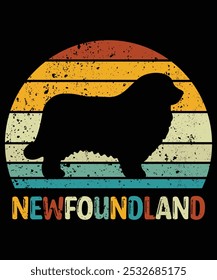 Funny Newfoundland Vintage Retro Sunset Silhouette Gifts Dog Lover Dog Owner Essential T-Shirt