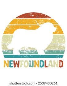 Funny Newfoundland Vintage Retro Sunset Silhouette Gifts Dog Lover Dog Owner Essential T-Shirt