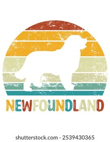 Funny Newfoundland Vintage Retro Sunset Silhouette Gifts Dog Lover Dog Owner Essential T-Shirt