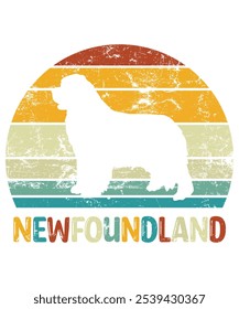 Funny Newfoundland Vintage Retro Sunset Silhouette Gifts Dog Lover Dog Owner Essential T-Shirt