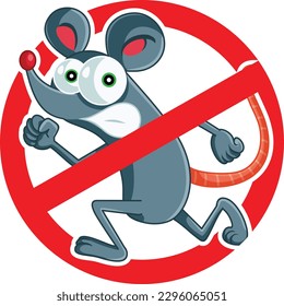 
Funny No Rodents Symbol for Pest Extermination Service. Anti pest icon with a funny cartoon mouse 
