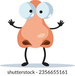 
Funny Nose Character Vector Cartoon Design Illustration. Olfactory organ mascot comical character 
