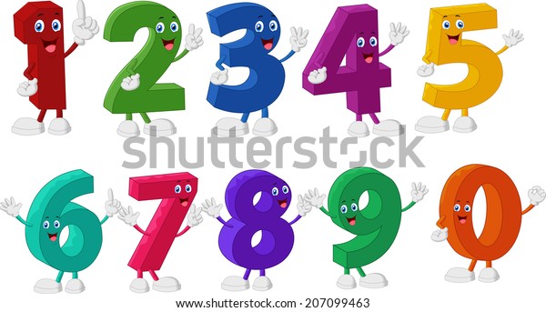 Funny Numbers Cartoon Characters Stock Vector (Royalty Free) 207099463