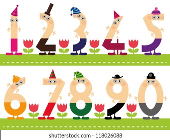 Funny Numbers, Colorful funny numeral Characters, ideal for beginners in math