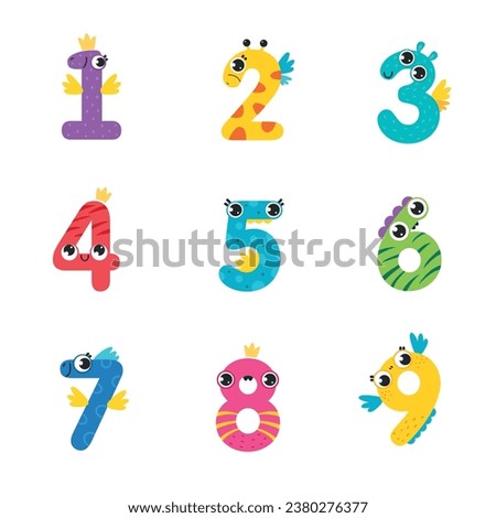 Funny Numbers and Numeral with Eyes Vector Set