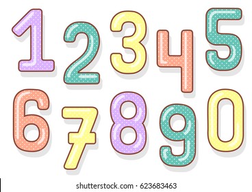 Funny numbers set. Vector illustration with cute kids numbers.