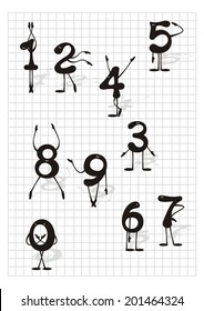 Funny Numbers. Vector Illustrations. 